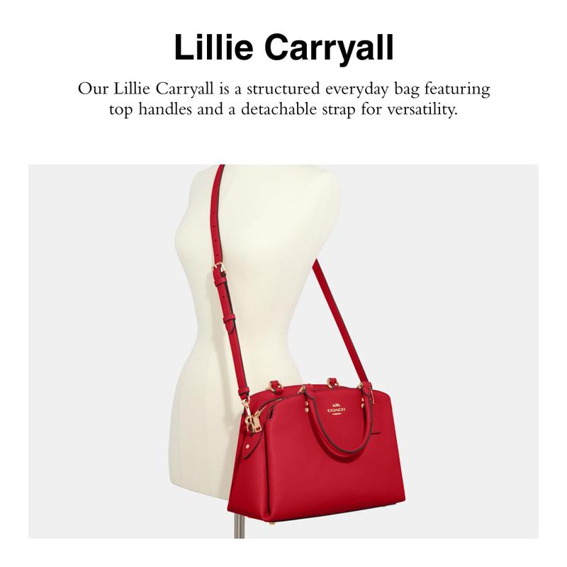 Bolsa Coach Lillie Carryall Crossgrain Leather True Red - Carteira